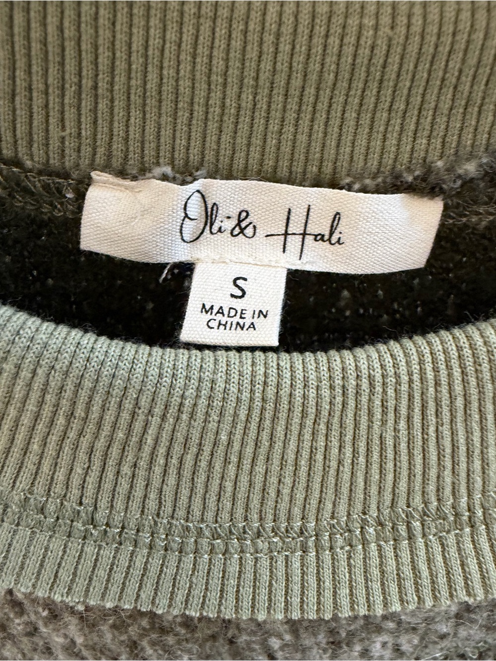 Oli & Hali Olive Green Patchwork Knit Matching Set - Picture 2 of 8